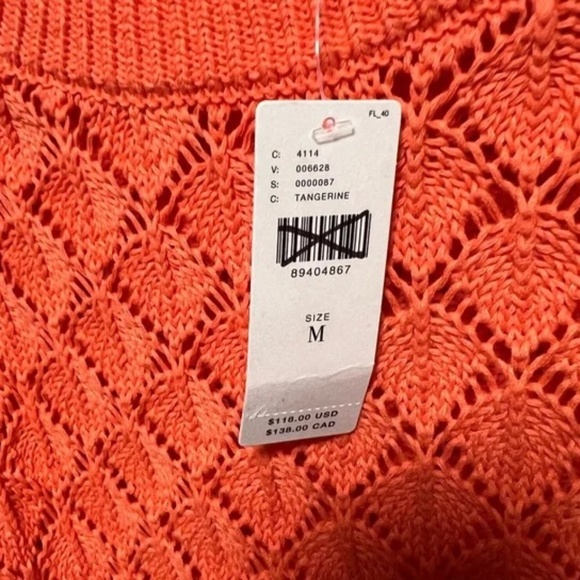 Anthropologie Flounce-Hem Pointelle Sweater Top in Tangerine NWT - Picture 3 of 10
